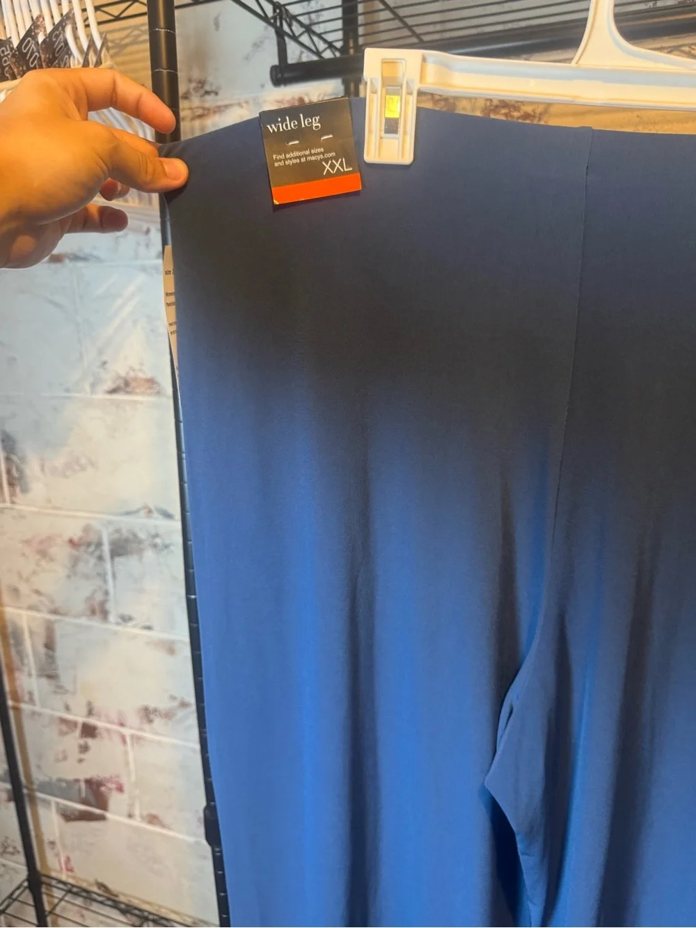 OPI Wide-Leg Knit Pants in Navy Blue